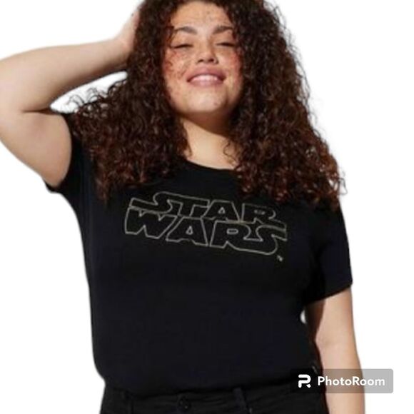 5X 28W Torrid Black Star Wars Sweater Short Sleeve Embroidered Classic Fit Movie - Picture 1 of 7